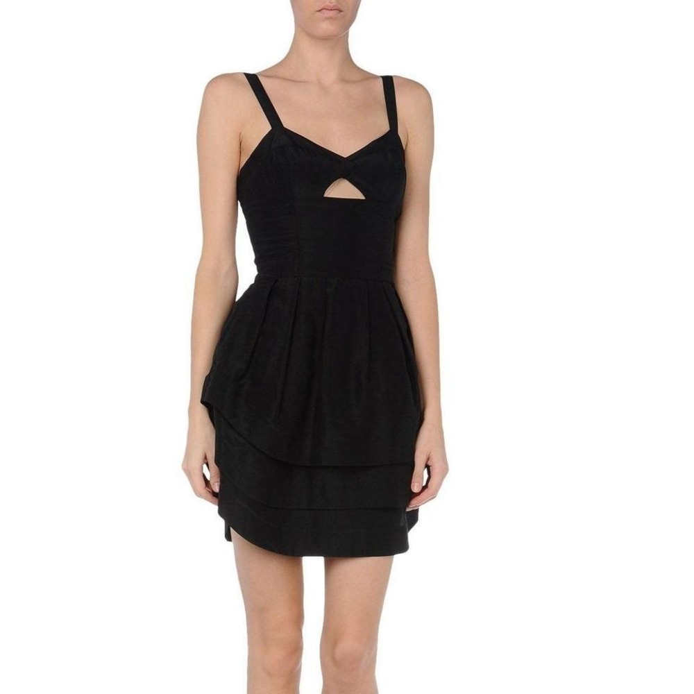 NWT‎ $525 Thakoon Black Layered Mini Dress Lace Up Back IT 44 US 6